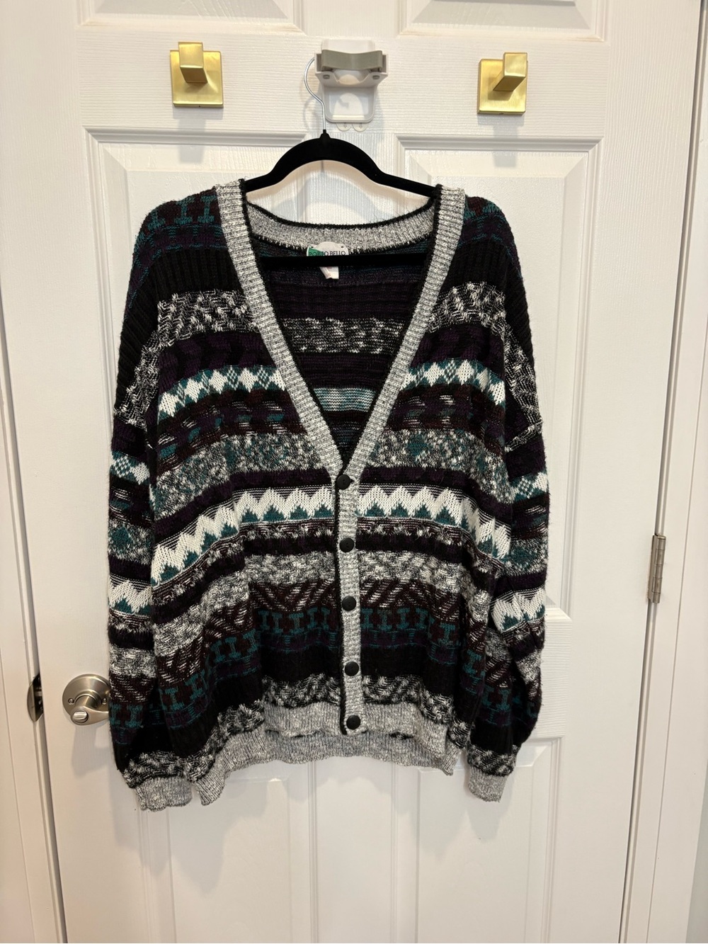Vintage Cozy Patterned Button-Front Women's Sweater Cardigan - #1542